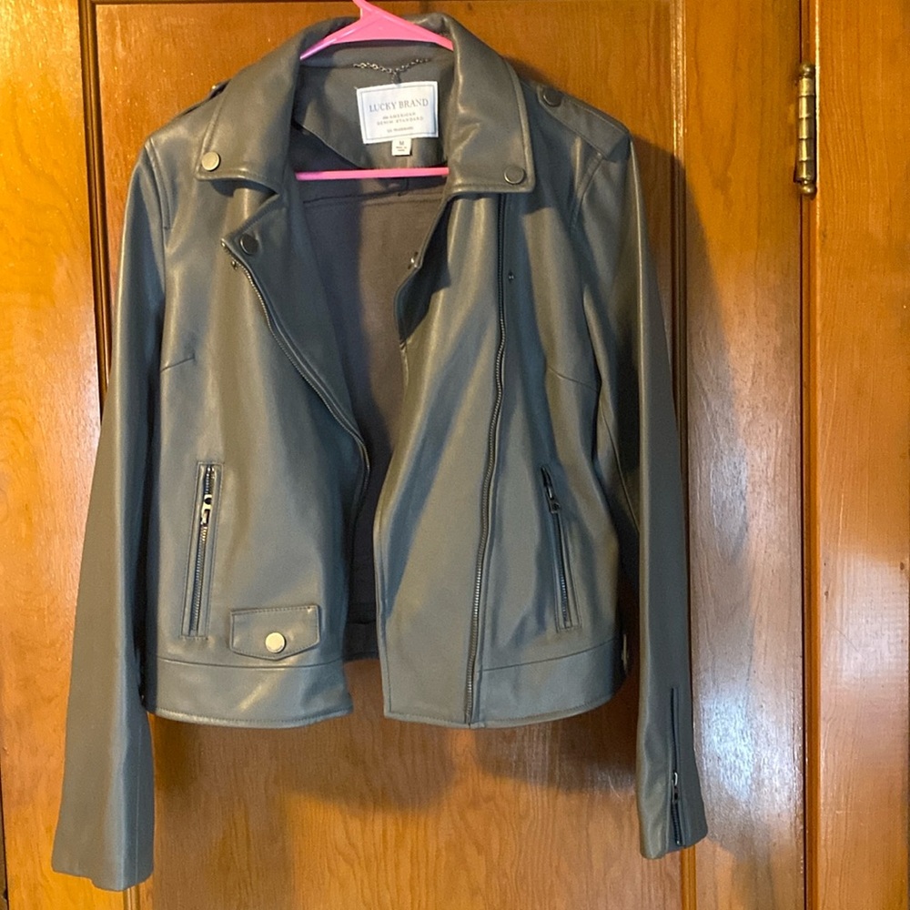 Lucky Brand Gray Leather Jacket